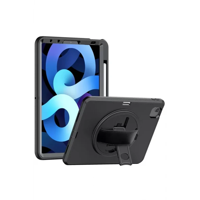 Newface Apple iPad 2022 10.9 (10.nesil) Kılıf Hand Strap Tablet Kılıfı - Siyah