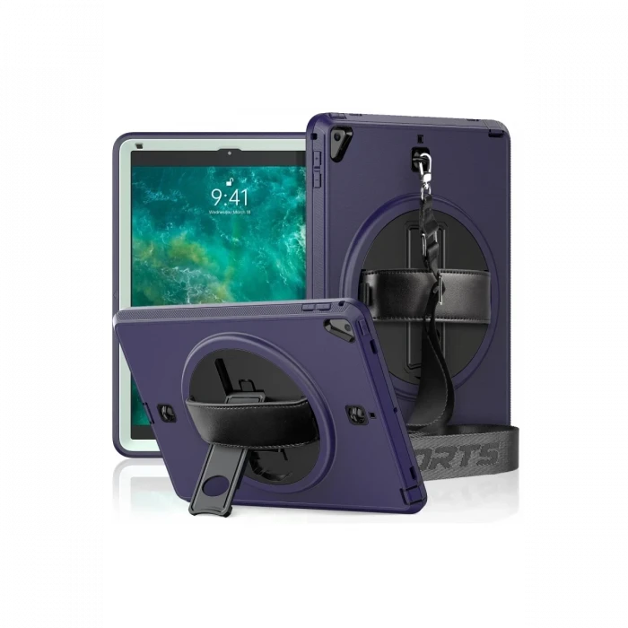 Newface Apple iPad 5 Air 9.7 Kılıf Strap-C Otterbox Tablet Kapak - Lacivert