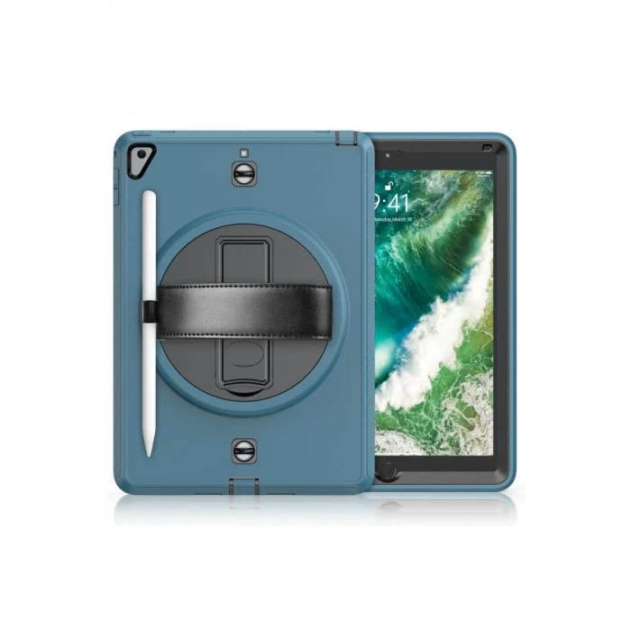 Newface Apple iPad 5 Air 9.7 Kılıf Strap-C Otterbox Tablet Kapak - Mavi