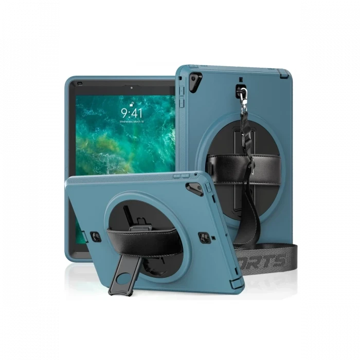 Newface Apple iPad 5 Air 9.7 Kılıf Strap-C Otterbox Tablet Kapak - Mavi
