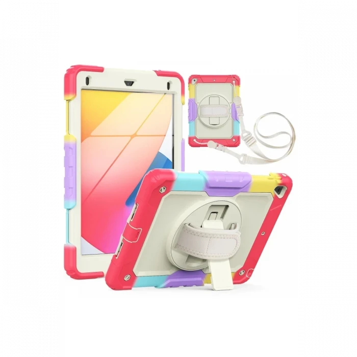 Newface Apple iPad 5 Air 9.7 Kılıf Tablet Rainbow Kapak - Kırmızı