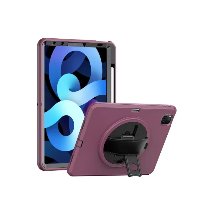 Newface Apple iPad Pro 11 (2018) Kılıf Hand Strap Tablet Kılıfı - Mürdüm