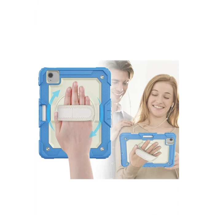 Newface Apple iPad Pro 11 (2020) Kılıf Strap New Tablet Kapak - Mavi
