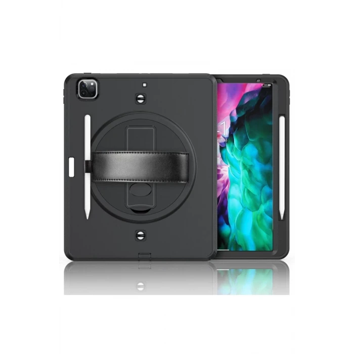 Newface Apple iPad Pro 12.9 (2021) Kılıf Strap-C Otterbox Tablet Kapak - Siyah