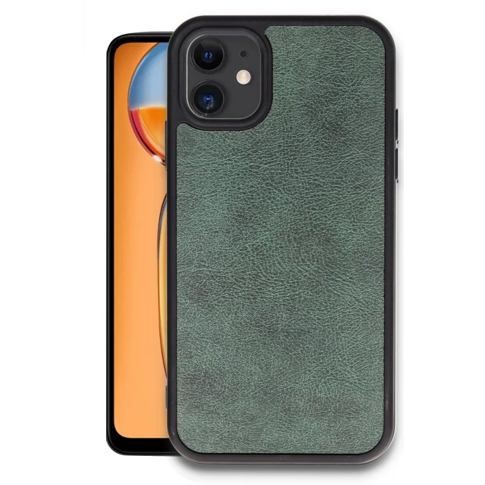 Newface Apple iPhone 11 Kılıf Aras Deri Kapak - Koyu Yeşil