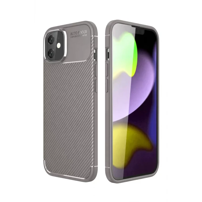 Newface Apple iPhone 11 Kılıf Auto Focus Karbon Kapak - Gri