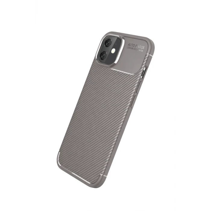Newface Apple iPhone 11 Kılıf Auto Focus Karbon Kapak - Gri