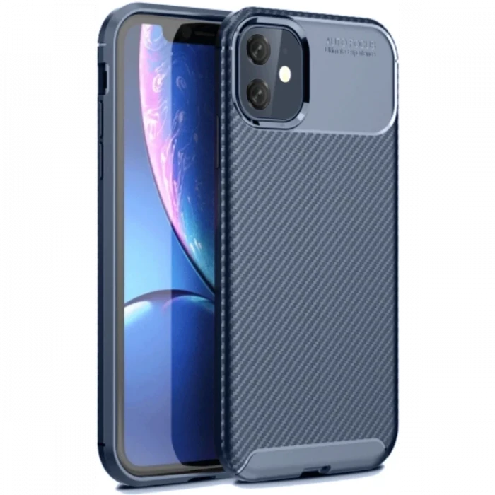 Newface Apple iPhone 11 Kılıf Auto Focus Karbon Kapak - Lacivert
