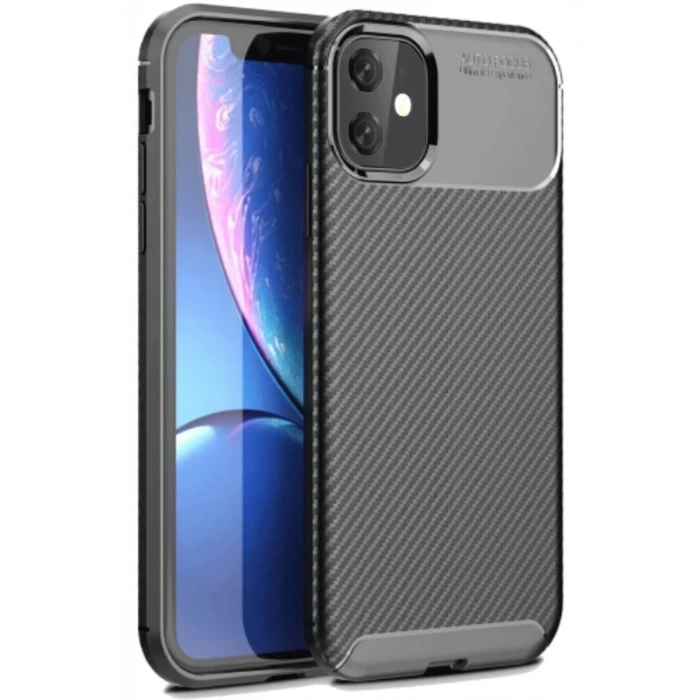 Newface Apple iPhone 11 Kılıf Auto Focus Karbon Kapak - Siyah