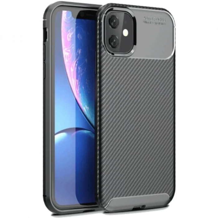 Newface Apple iPhone 11 Kılıf Auto Focus Karbon Kapak - Siyah