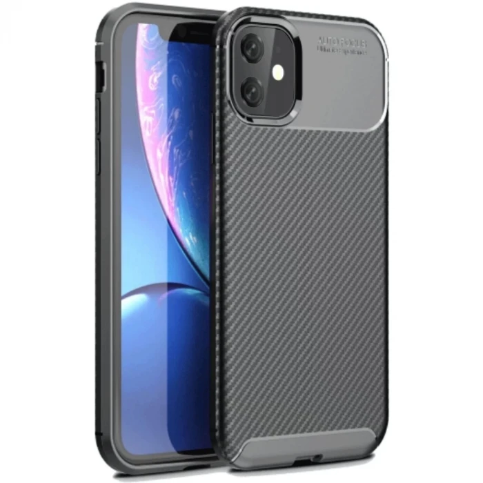 Newface Apple iPhone 11 Kılıf Auto Focus Karbon Kapak - Siyah