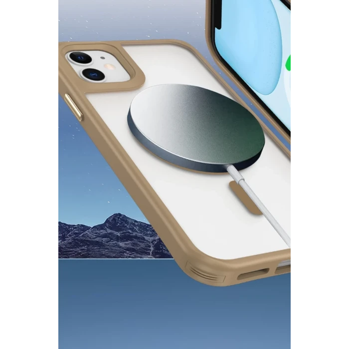 Newface Apple iPhone 11 Kılıf Enka Magsafe Silikon Kılıf - Desert