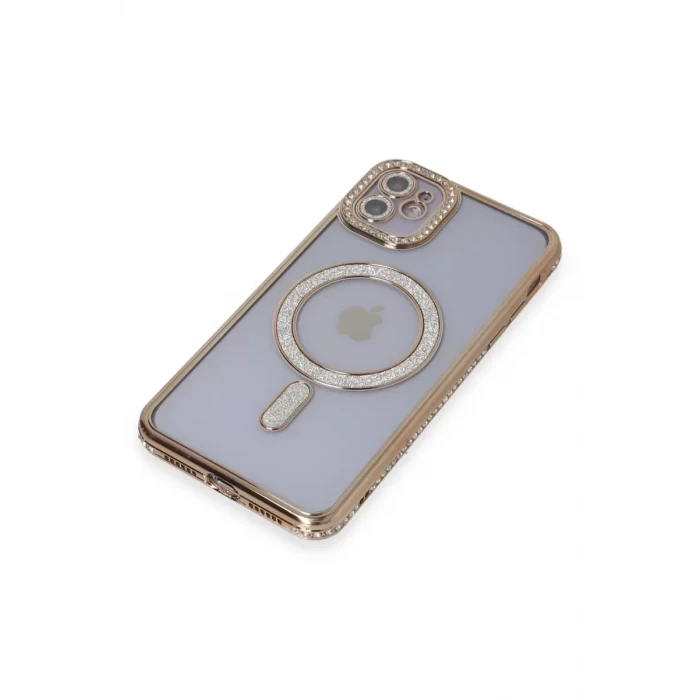 Newface Apple iPhone 11 Kılıf Joke Simli Magneticsafe Kılıf - Gold