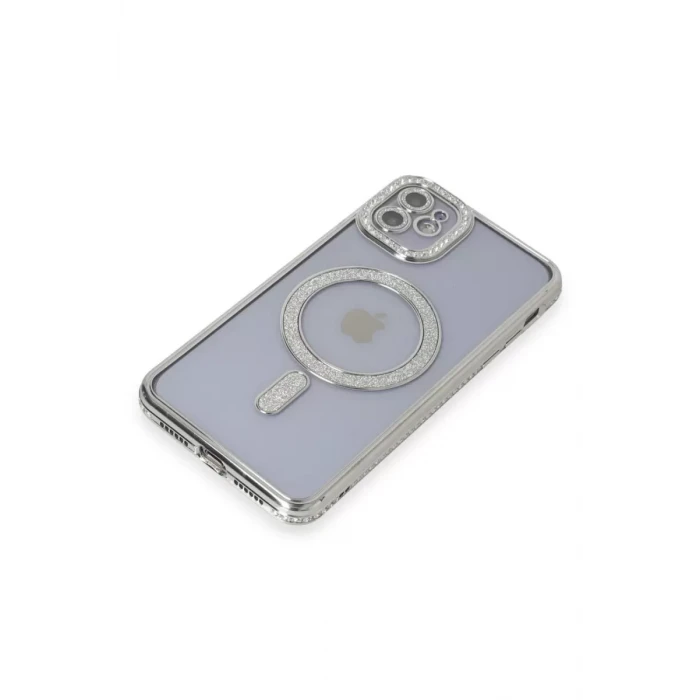 Newface Apple iPhone 11 Kılıf Joke Simli Magneticsafe Kılıf - Gümüş