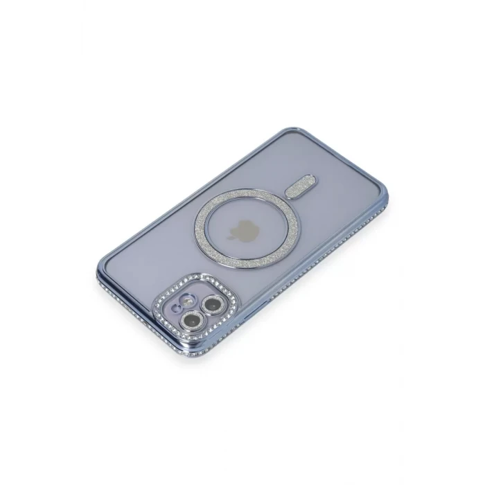 Newface Apple iPhone 11 Kılıf Joke Simli Magneticsafe Kılıf - Mavi