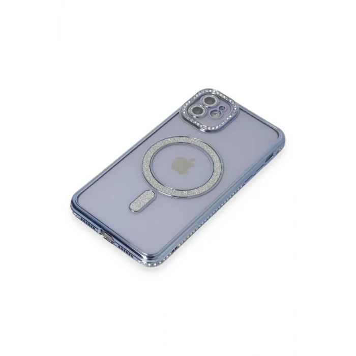 Newface Apple iPhone 11 Kılıf Joke Simli Magneticsafe Kılıf - Mavi