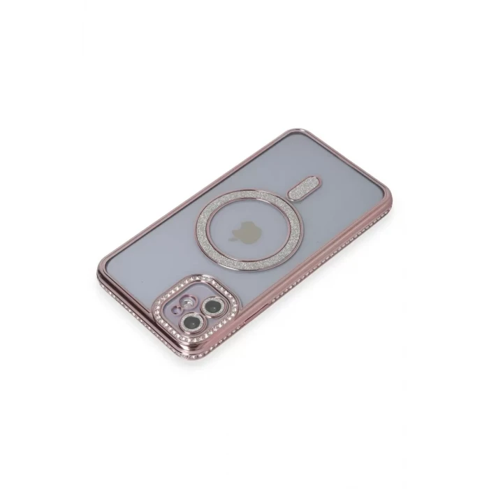 Newface Apple iPhone 11 Kılıf Joke Simli Magneticsafe Kılıf - Pembe