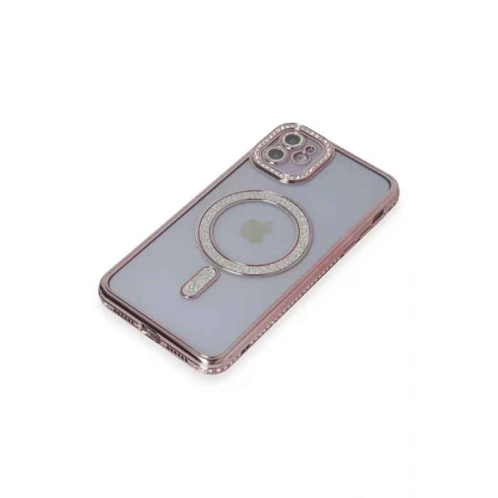 Newface Apple iPhone 11 Kılıf Joke Simli Magneticsafe Kılıf - Pembe