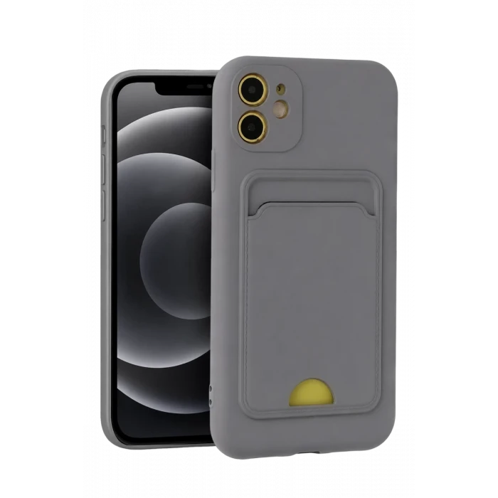 Newface Apple iPhone 11 Kılıf Kelvin Kartvizitli Silikon - Gri