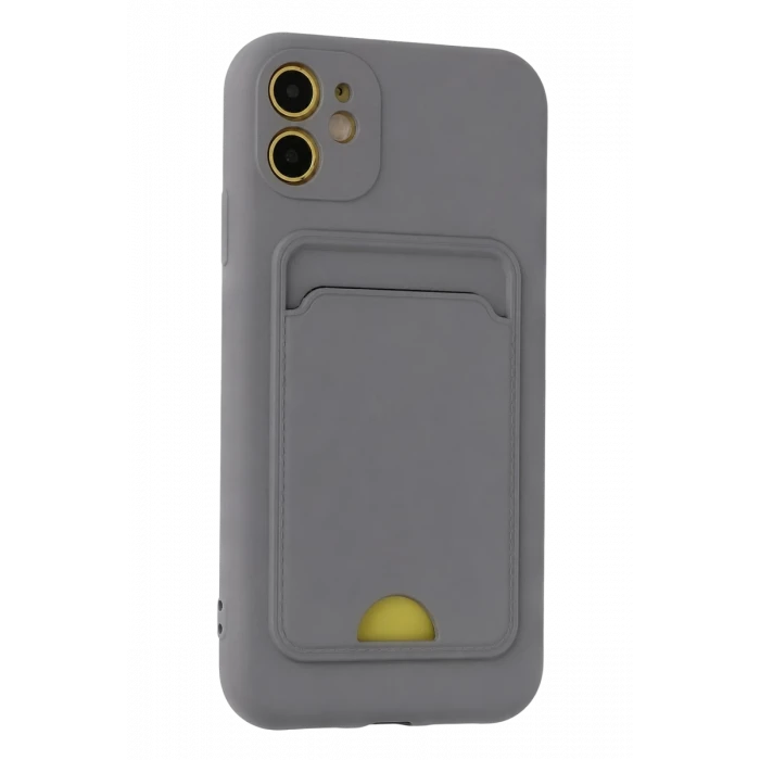 Newface Apple iPhone 11 Kılıf Kelvin Kartvizitli Silikon - Gri
