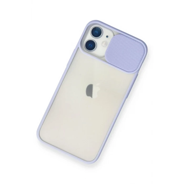 Newface Apple iPhone 11 Kılıf Palm Buzlu Kamera Sürgülü Silikon - Lila