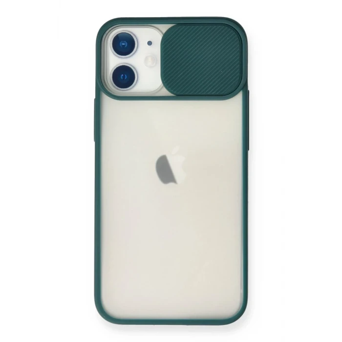 Newface Apple iPhone 11 Kılıf Palm Buzlu Kamera Sürgülü Silikon - Yeşil