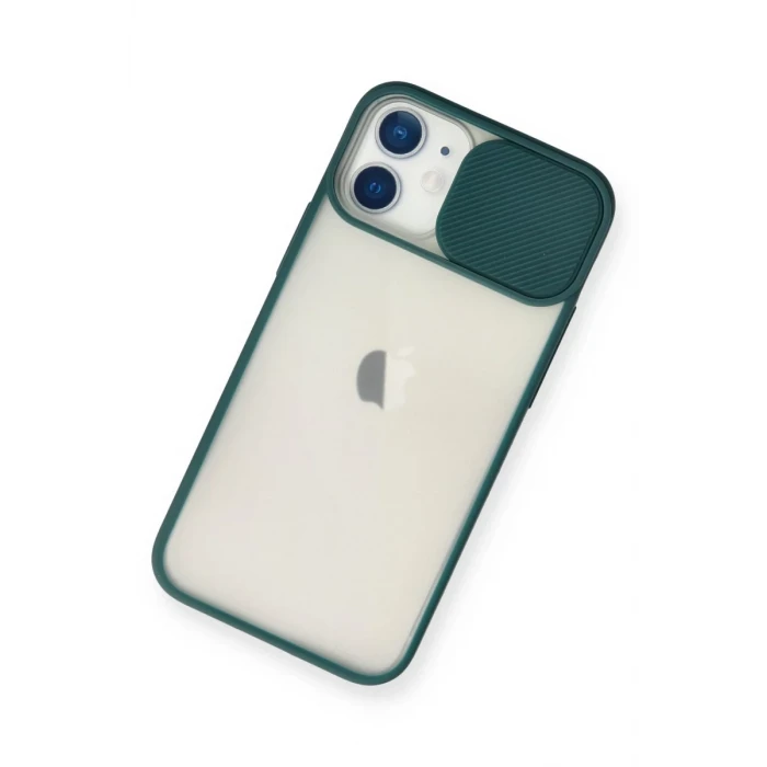 Newface Apple iPhone 11 Kılıf Palm Buzlu Kamera Sürgülü Silikon - Yeşil