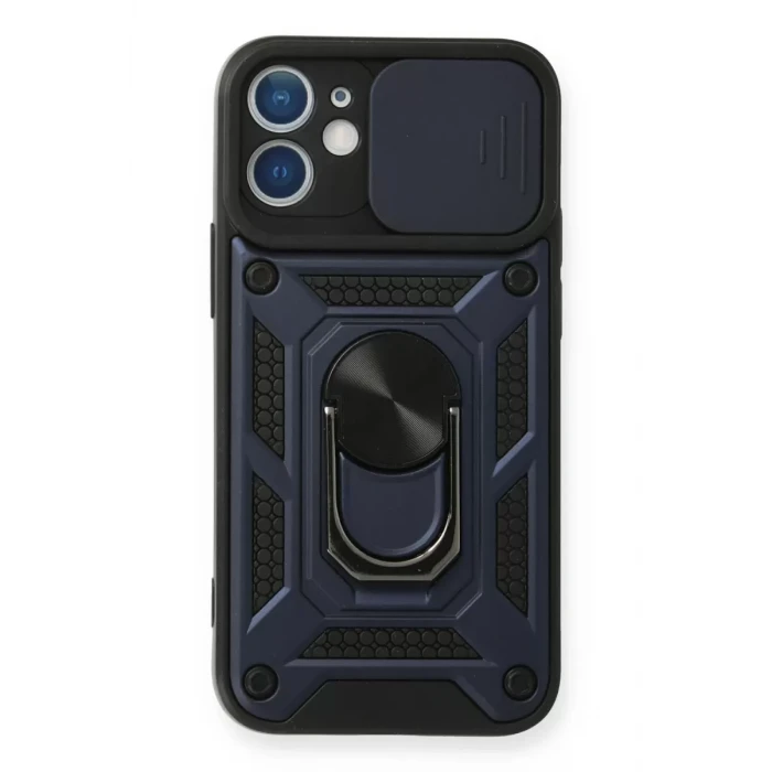 Newface Apple iPhone 11 Kılıf Pars Lens Yüzüklü Silikon - Lacivert