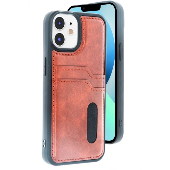 Newface Apple iPhone 11 Kılıf Sara Kartvizitli Deri Kılıf - Taba