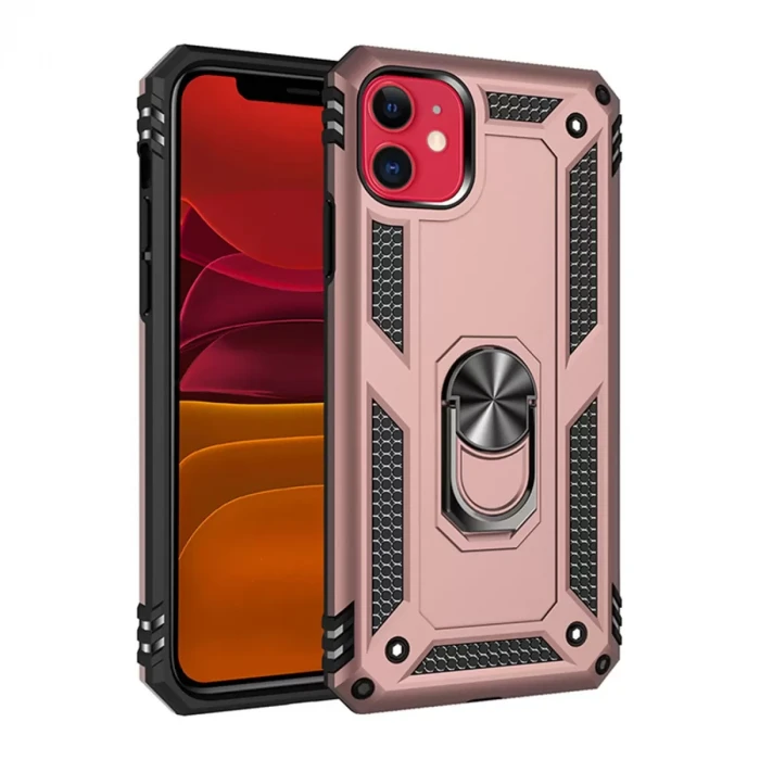 Newface Apple iPhone 11 Kılıf Sofya Yüzüklü Silikon Kapak - Rose