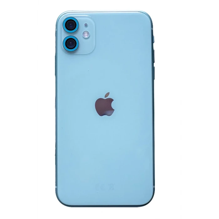 Newface Apple iPhone 11 Neon Fosforlu Kamera Lens - Mavi