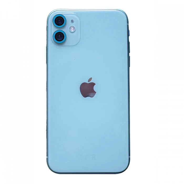 Newface Apple iPhone 11 Neon Fosforlu Kamera Lens - Mavi