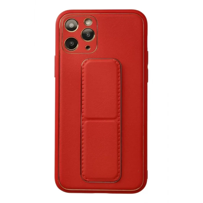 Newface Apple iPhone 11 Pro Kılıf Coco Deri Standlı Kapak - Kırmızı