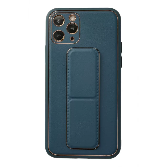 Newface Apple iPhone 11 Pro Kılıf Coco Deri Standlı Kapak - Mavi