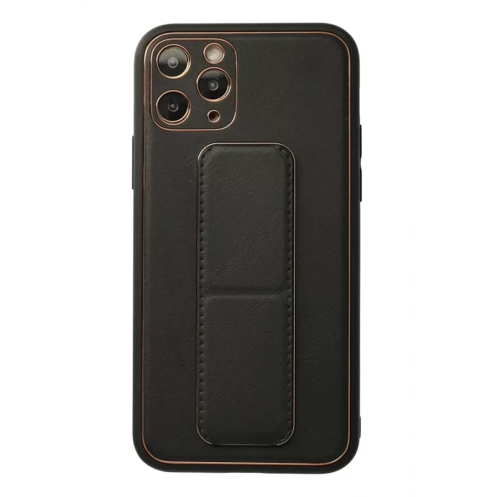 Newface Apple iPhone 11 Pro Kılıf Coco Deri Standlı Kapak - Siyah
