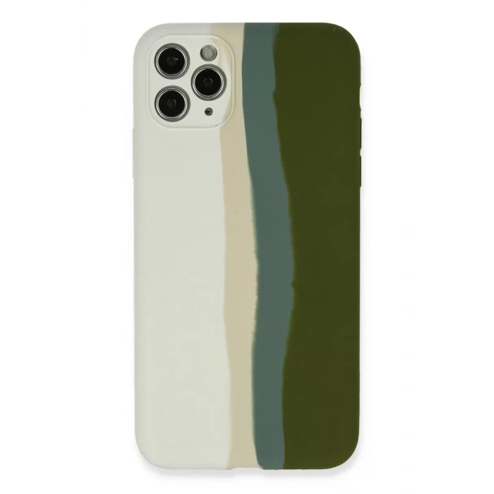 Newface Apple iPhone 11 Pro Kılıf Ebruli Lansman Silikon - Beyaz-Yeşil