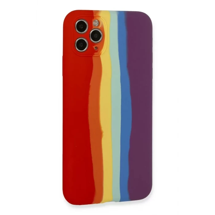 Newface Apple iPhone 11 Pro Kılıf Ebruli Lansman Silikon - Kırmızı-Mor