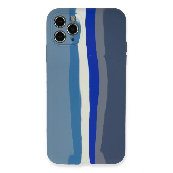 Newface Apple iPhone 11 Pro Kılıf Ebruli Lansman Silikon - Mavi-Gri