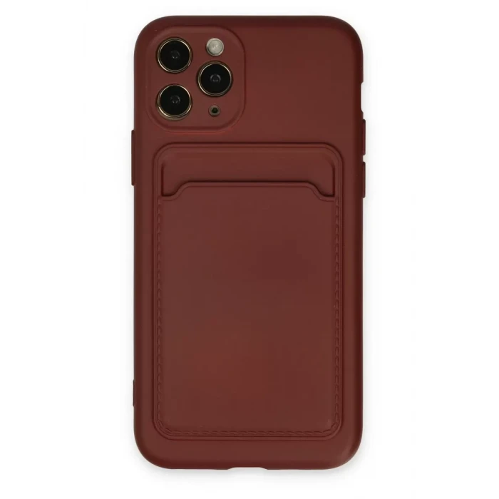 Newface Apple iPhone 11 Pro Kılıf Kelvin Kartvizitli Silikon - Bordo