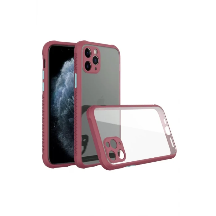 Newface Apple iPhone 11 Pro Kılıf Miami Şeffaf Silikon - Fuşya