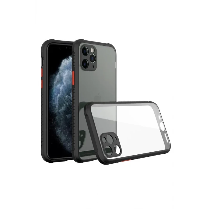 Newface Apple iPhone 11 Pro Kılıf Miami Şeffaf Silikon - Siyah