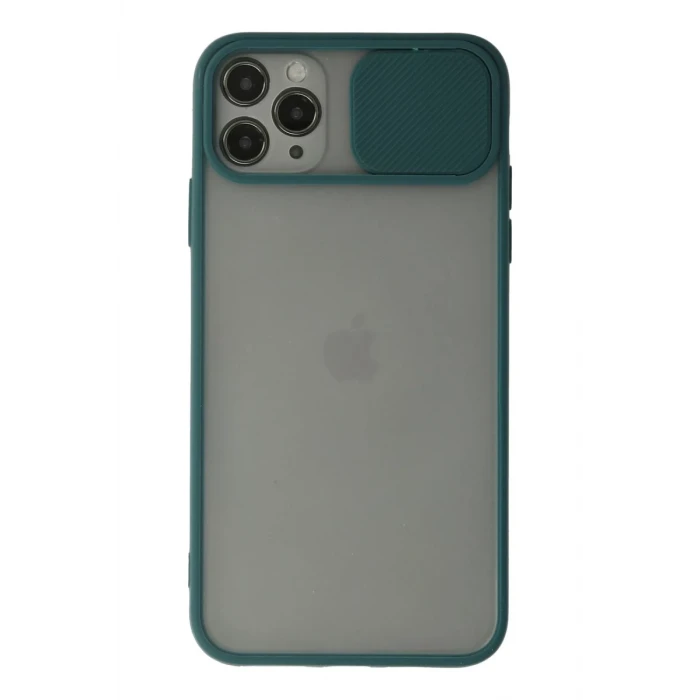 Newface Apple iPhone 11 Pro Kılıf Palm Buzlu Kamera Sürgülü Silikon - Yeşil