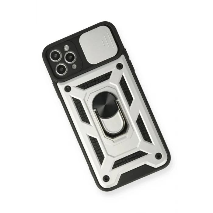 Newface Apple iPhone 11 Pro Kılıf Pars Lens Yüzüklü Silikon - Gümüş