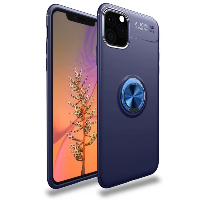 Newface Apple iPhone 11 Pro Kılıf Range Yüzüklü Silikon - Mavi