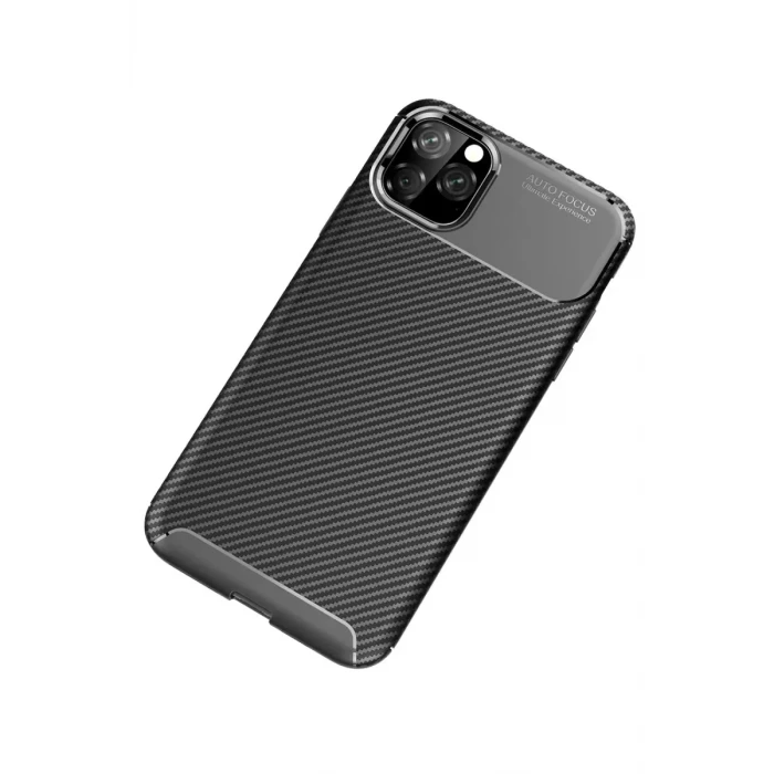 Newface Apple iPhone 11 Pro Max Kılıf Auto Focus Karbon Kapak - Siyah