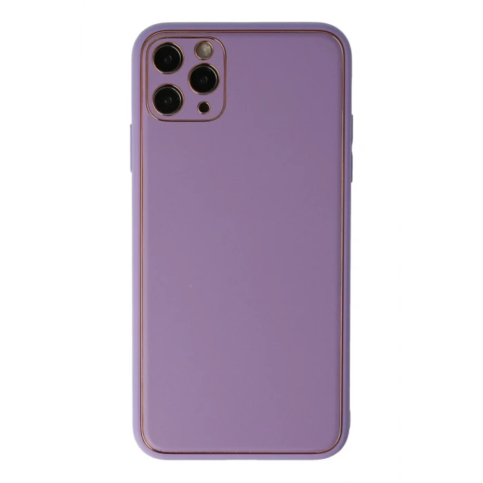Newface Apple iPhone 11 Pro Max Kılıf Coco Deri Silikon Kapak - Lila