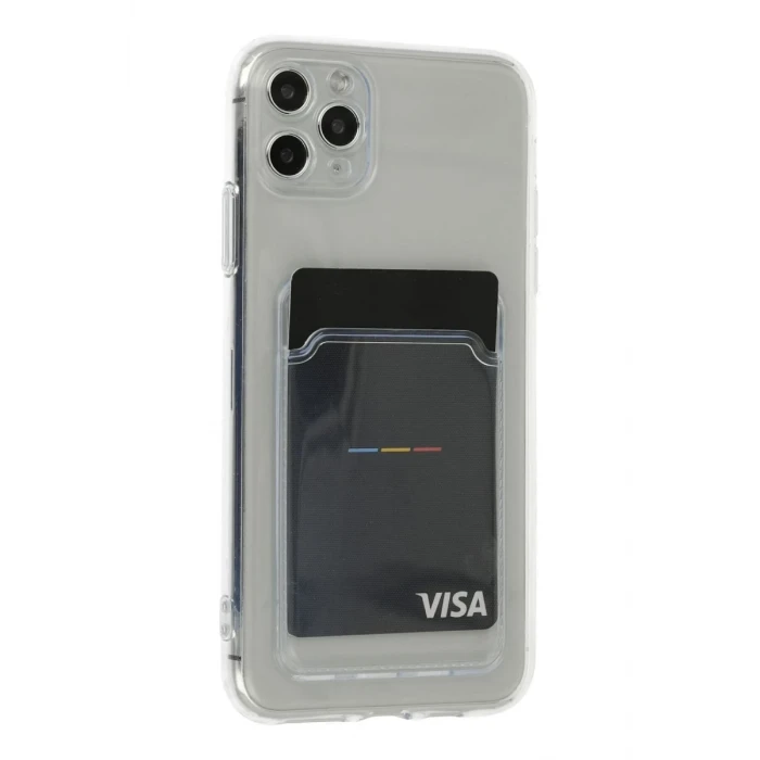Newface Apple iPhone 11 Pro Max Kılıf Kart Şeffaf Silikon - Şeffaf