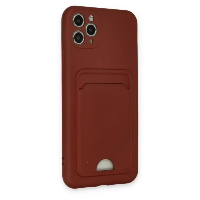 Newface Apple iPhone 11 Pro Max Kılıf Kelvin Kartvizitli Silikon - Bordo