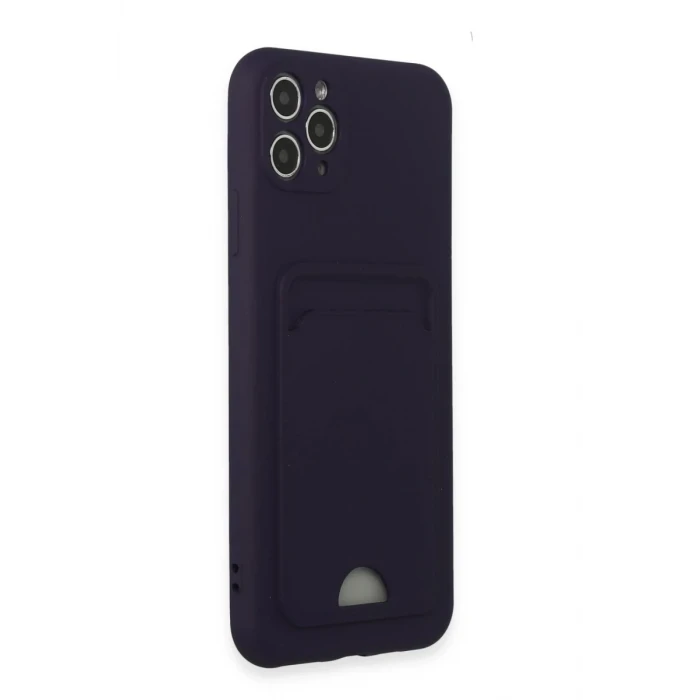 Newface Apple iPhone 11 Pro Max Kılıf Kelvin Kartvizitli Silikon - Derin Mor