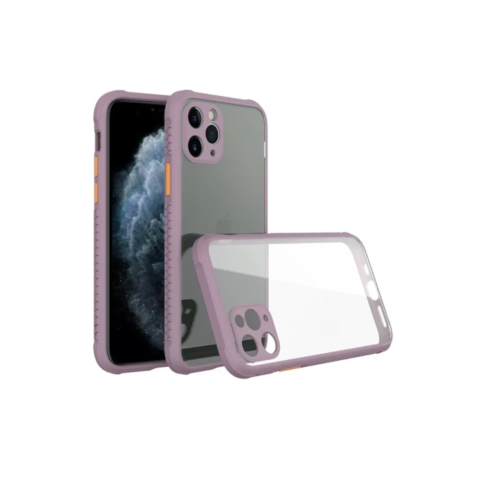 Newface Apple iPhone 11 Pro Max Kılıf Miami Şeffaf Silikon - Açık Mor